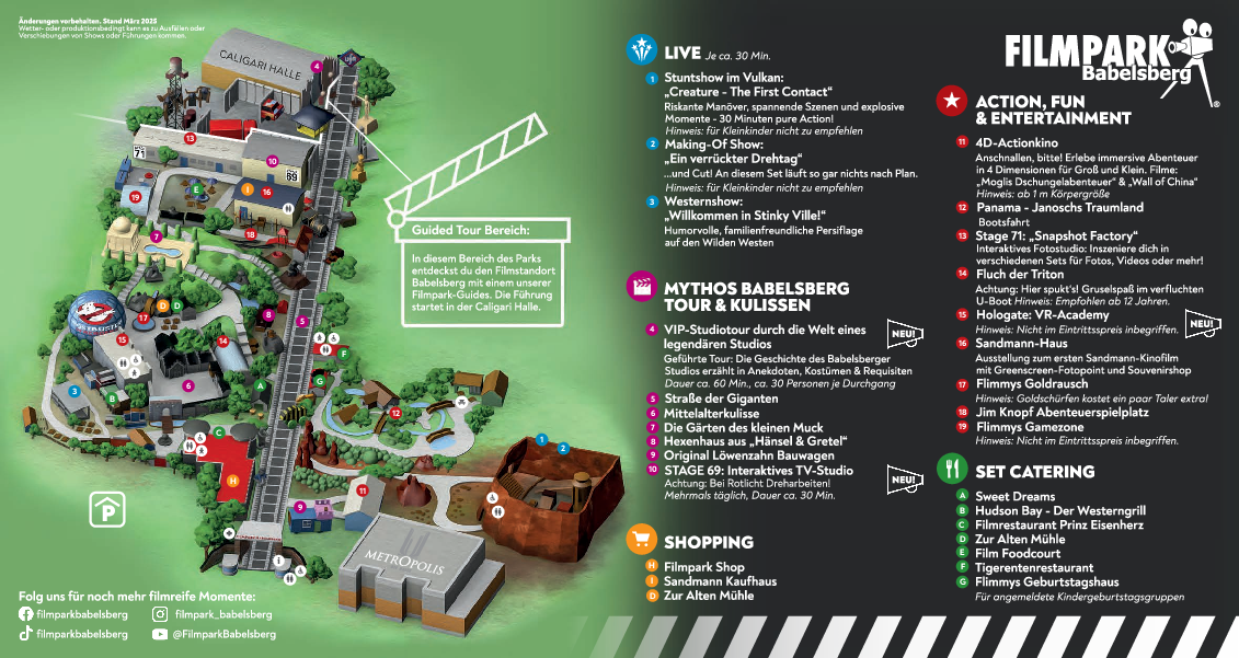 Filmpark Babelsberg Parkplan 2025
