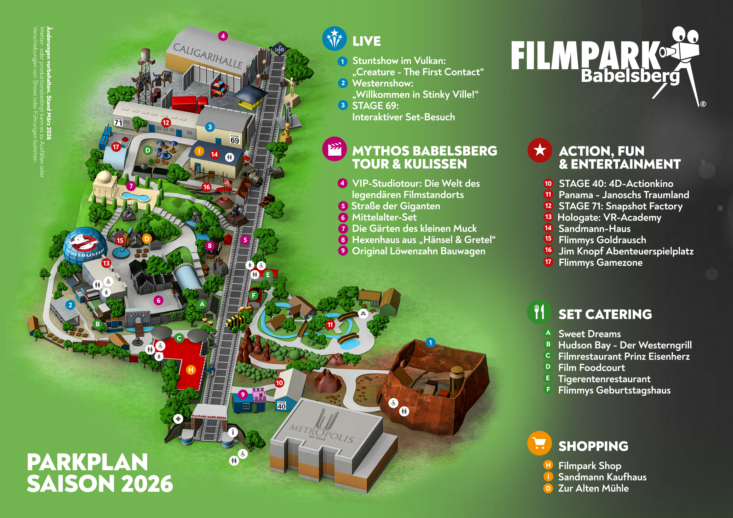 Filmpark Babelsberg Parkplan 2026